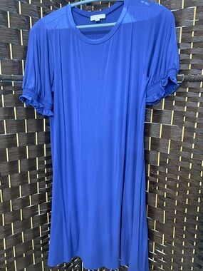 LOFT Royal Blue Mini Dress with Ruffled Short Sleeves